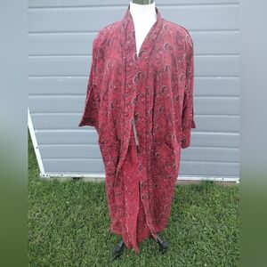 Vtg Christian Dior  Monsieur Men’s Paisley Robe 100% Silk Onesize Red No Belt